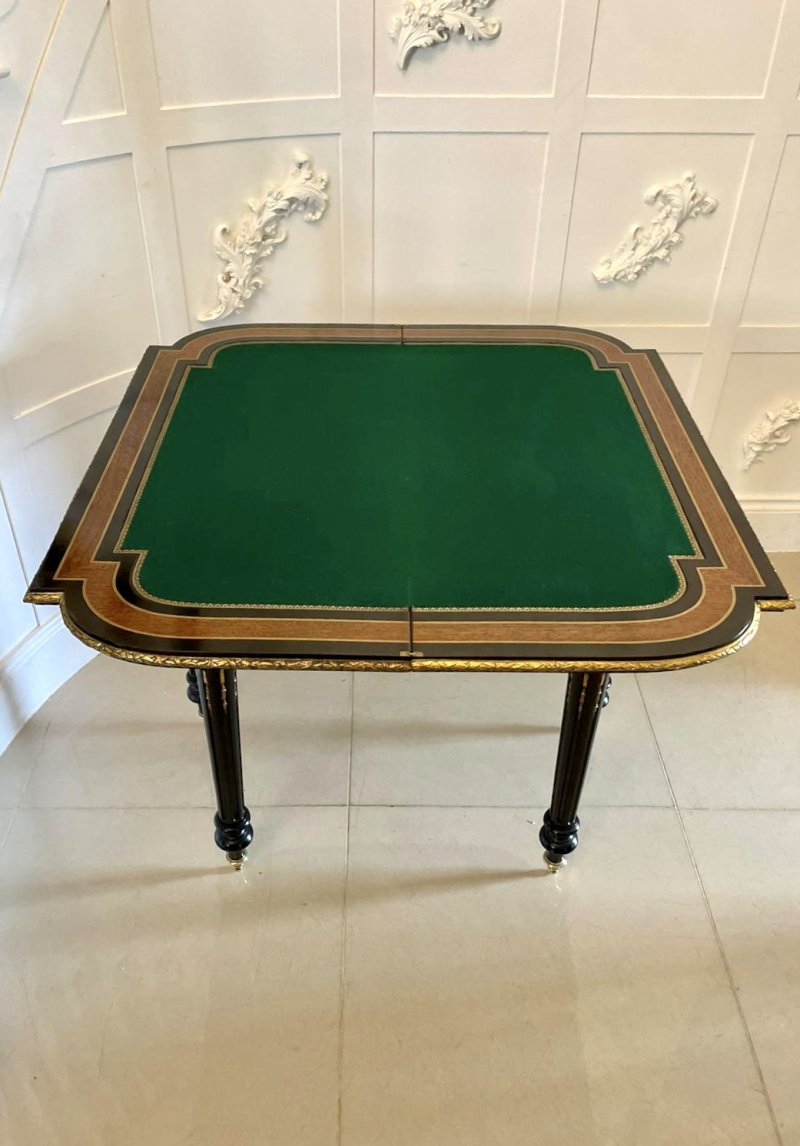 Exhibition Quality Antique Victorian French Inlaid Marquetry Card/Console Table - Image 8